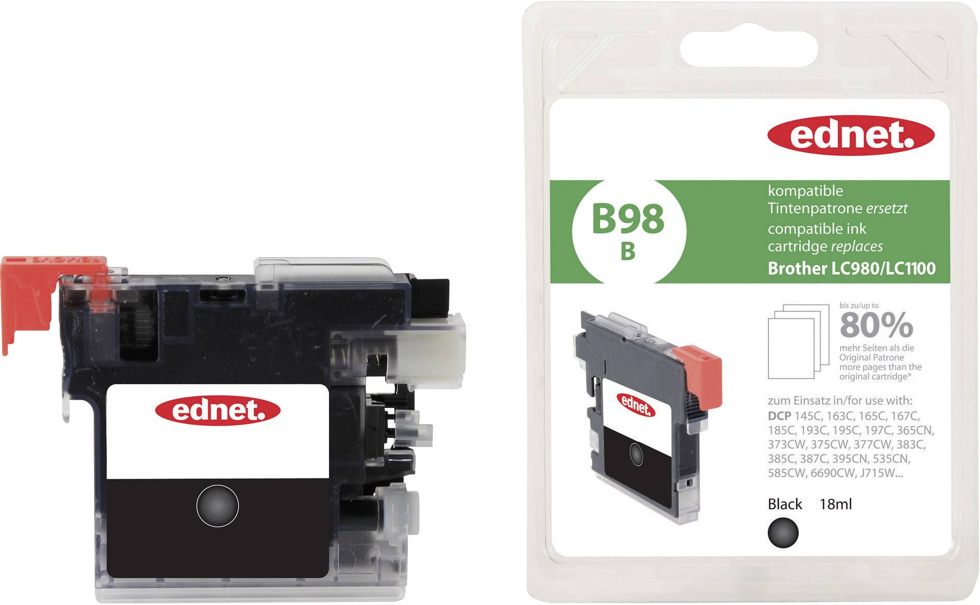 ednet Druckerpatrone ersetzt Brother LC-980, LC-1100 Kompatibel Schwarz B98B 20006