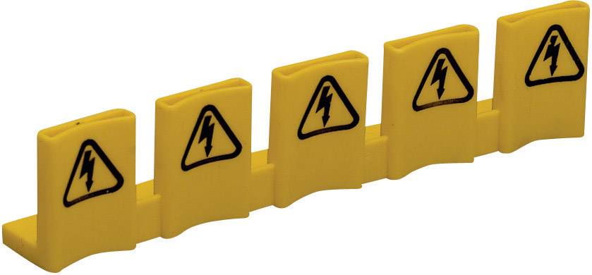Gelbes Warnsymbol mit Blitz, steht vor elektrischer Gefahr. Fünf verbunden, verwenden für Schutz oder Markierung.