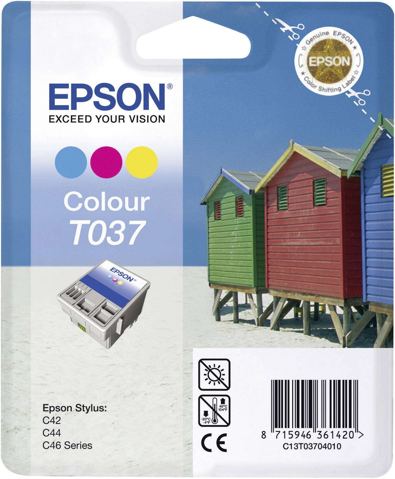 Epson Druckerpatrone T037 Original Cyan, Magenta, Gelb C13T03704010