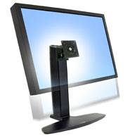 Ein moderner LCD-Monitor auf einem kippbaren Ständer vor blauem Hintergrund, zeigt Flexibilität in der Bildschirmpositionierung.