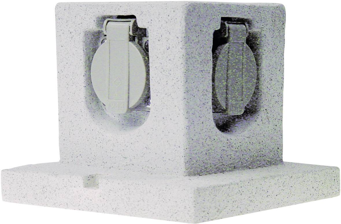 Smartwares Gl40 Gartensteckdose 4fach Stein Grau Steinoptik