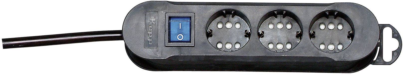 Kopp 2235.0501.0 Steckdosenleiste mit Schalter 3fach Schwarz Schutzkontakt 1 St.