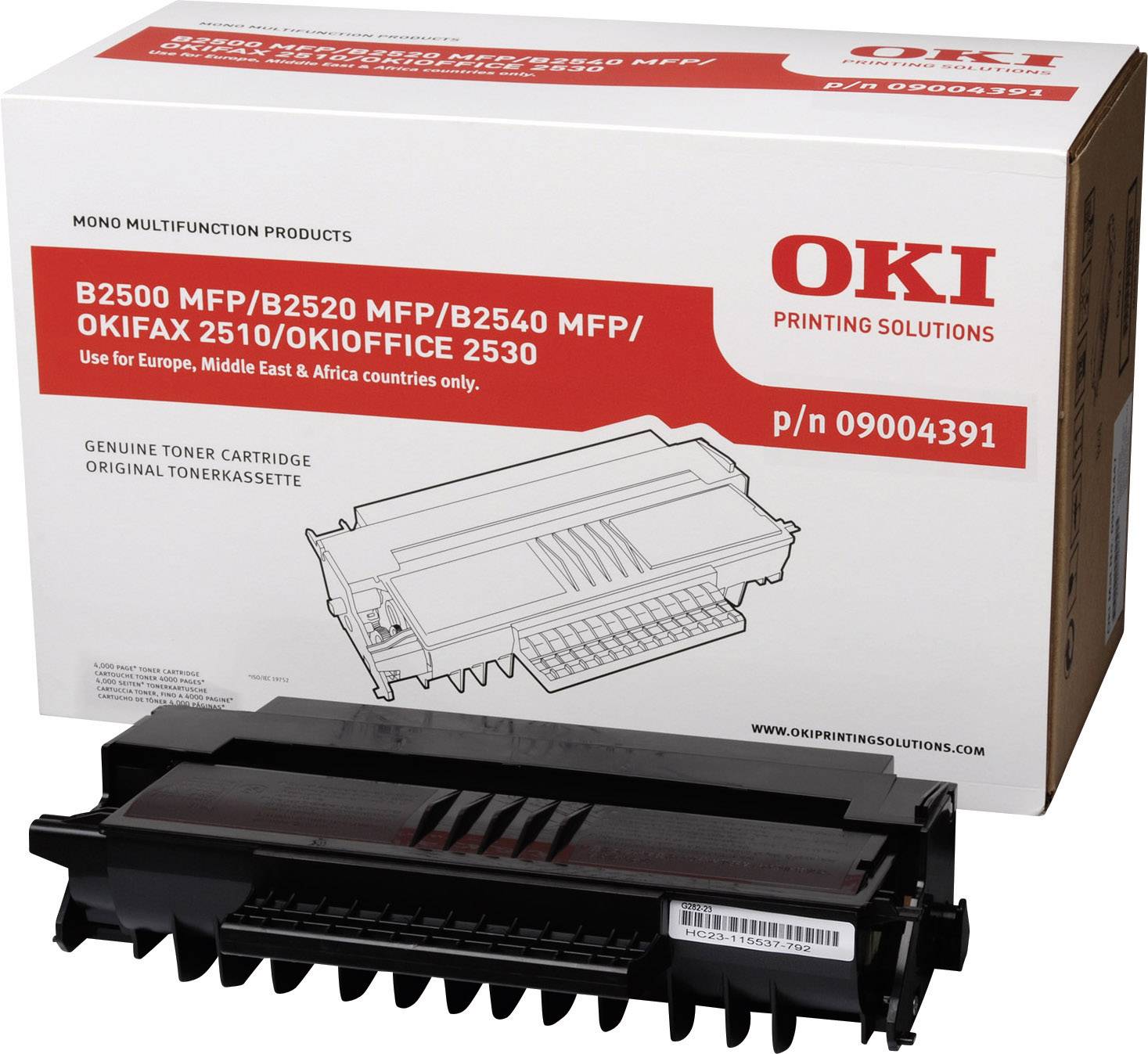 OKI Toner B2500 B2540 FAX 2510 OFFICE 2530 Original Schwarz 4000 Seiten 09004391