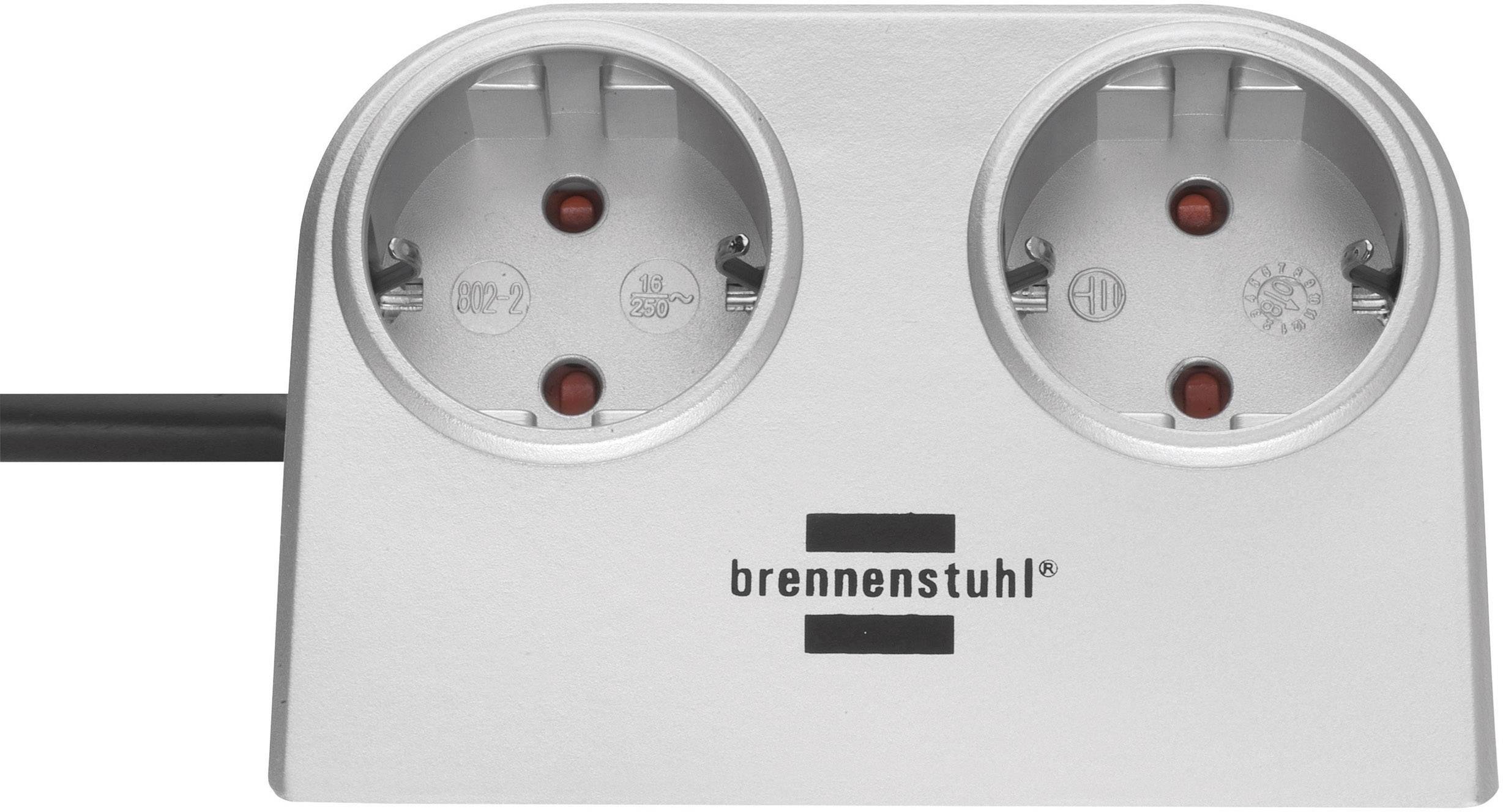 Brennenstuhl 1153540 Steckdosenleiste ohne Schalter 2fach Silber Schutzkontakt 1St.