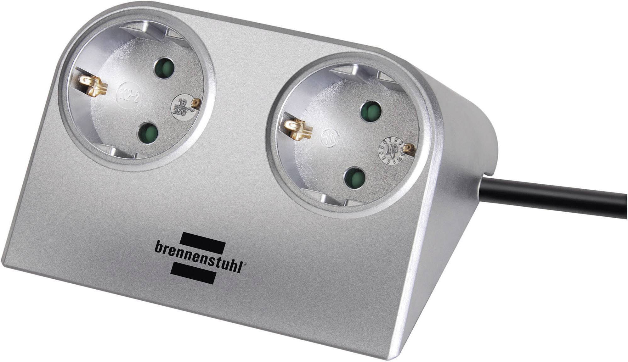 Brennenstuhl 1153540 Steckdosenleiste ohne Schalter 2fach Silber Schutzkontakt 1St.