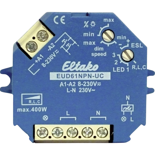 Eltako EUD61NPN-UC Aufputz Dimmer, Unterputz Dimmer Geeignet für Leuchtmittel: Glühlampe, Energiesparlampe, Halogenlampe