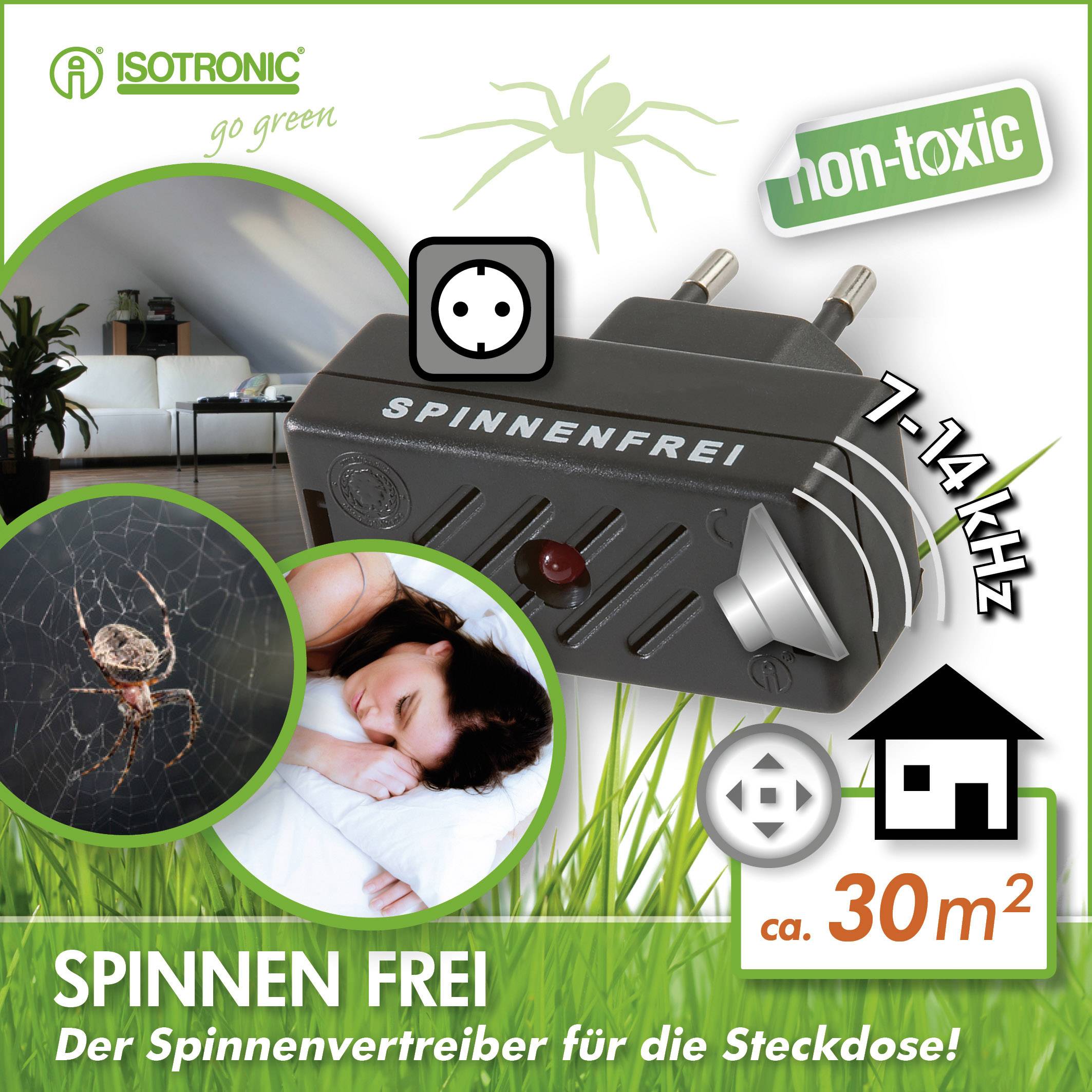 Isotronic Anti-Spider 66971 Multifrequenz Spinnenvertreiber (L x B x H) 63 x 30 x 65 mm Schwarz 1 St.