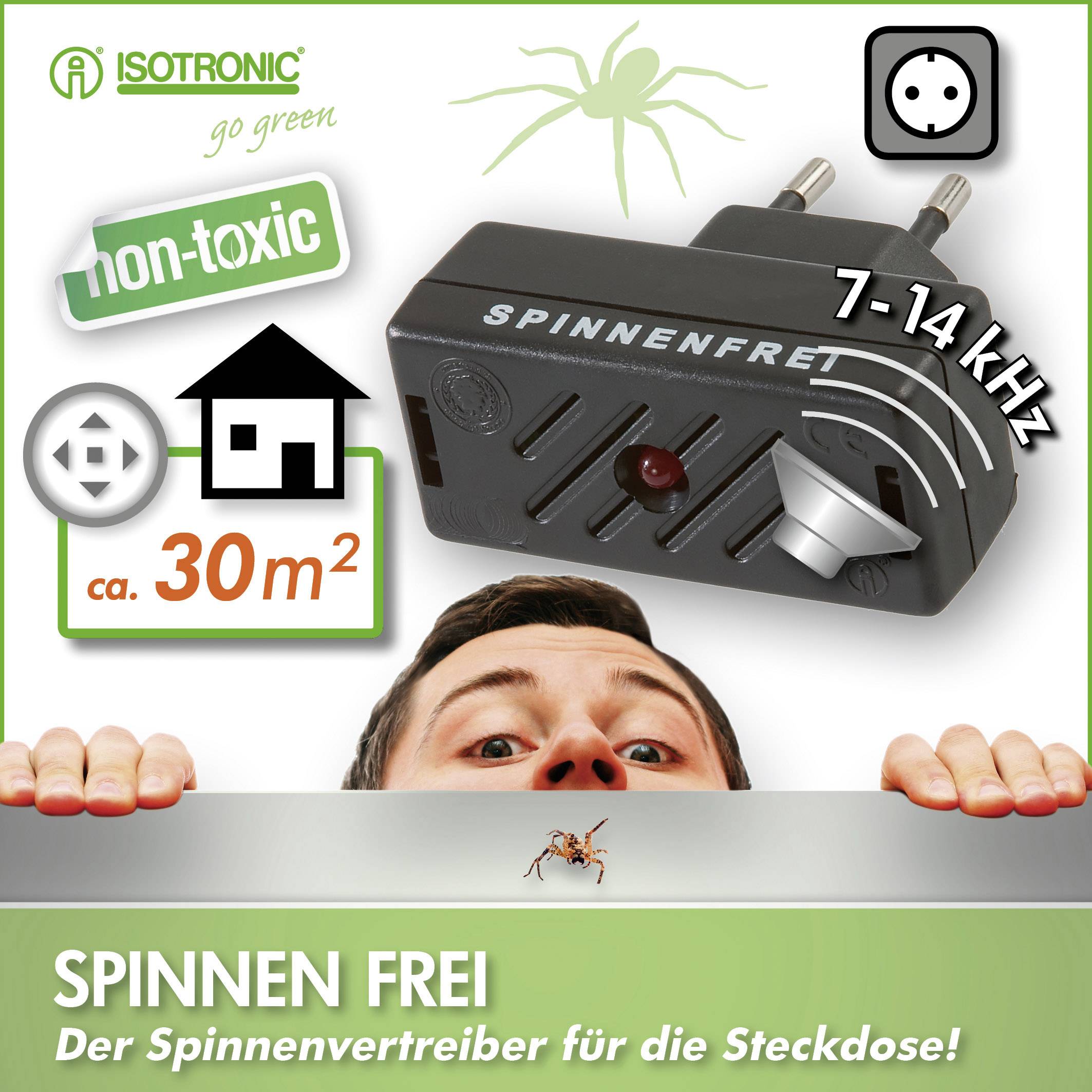 Isotronic Anti-Spider 66971 Multifrequenz Spinnenvertreiber (L x B x H) 63 x 30 x 65 mm Schwarz 1 St.