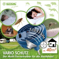 Isotronic Vario 90801 Insektenvertreiber Multifrequenz (Ø x H) 74 mm x 70 mm Blau 1 St. Isotronic Vario 90801 Insektenvertreiber Multifrequenz (Ø x H) 74 mm x 70 mm Blau 1 St.