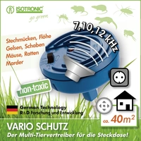 Isotronic Vario 90801 Insektenvertreiber Multifrequenz (Ø x H) 74 mm x 70 mm Blau 1 St. Isotronic Vario 90801 Insektenvertreiber Multifrequenz (Ø x H) 74 mm x 70 mm Blau 1 St.