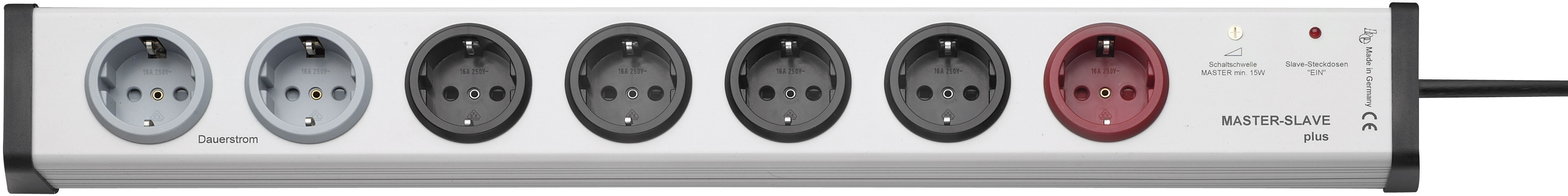 Ehmann 0237x00072301 Master/Slave-Steckdosenleiste 7fach Grau, Schwarz Schutzkontakt 1St.
