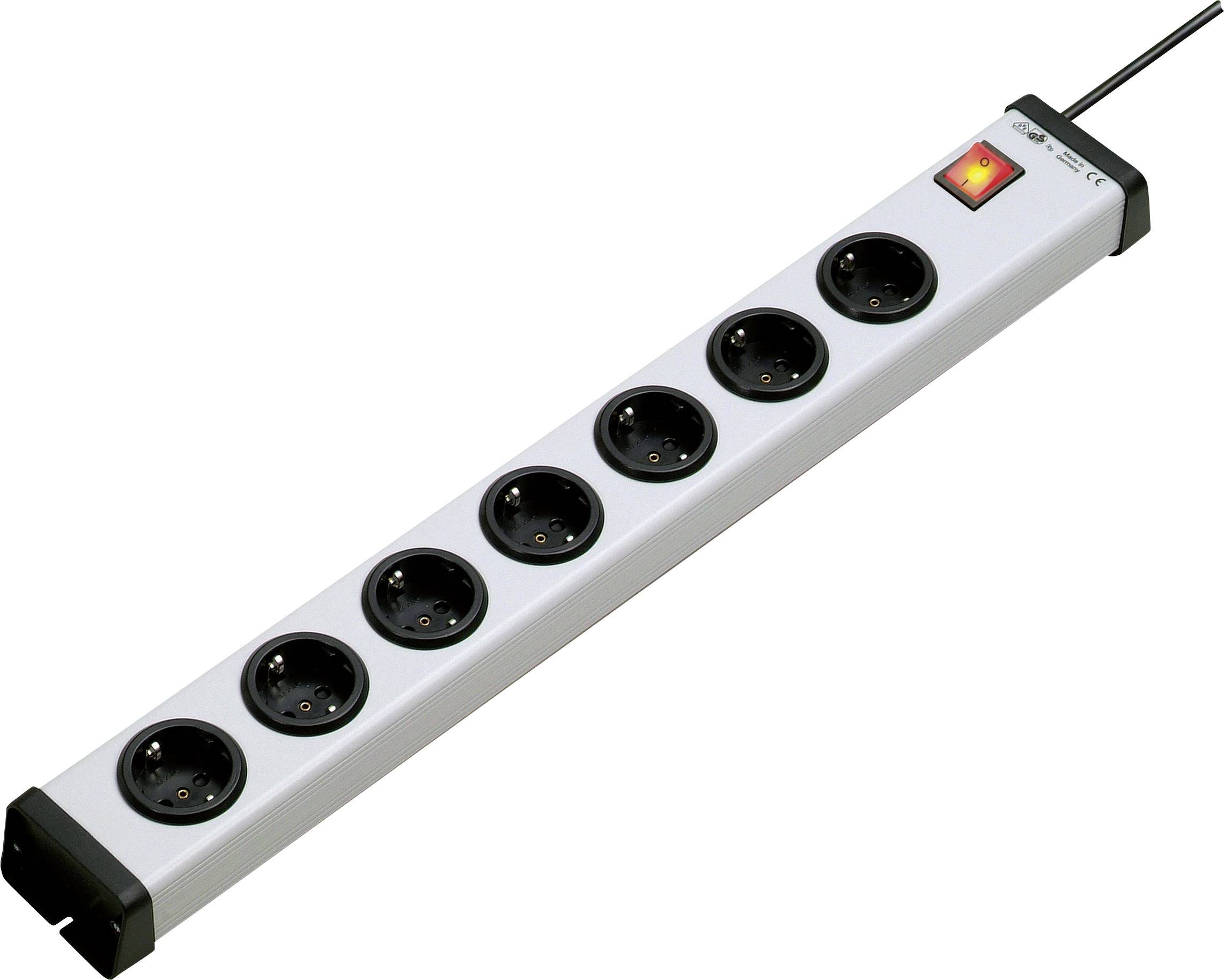 Ehmann 0201x01074301 Steckdosenleiste mit Schalter 7fach Grau, Schwarz Schutzkontakt 1 St.