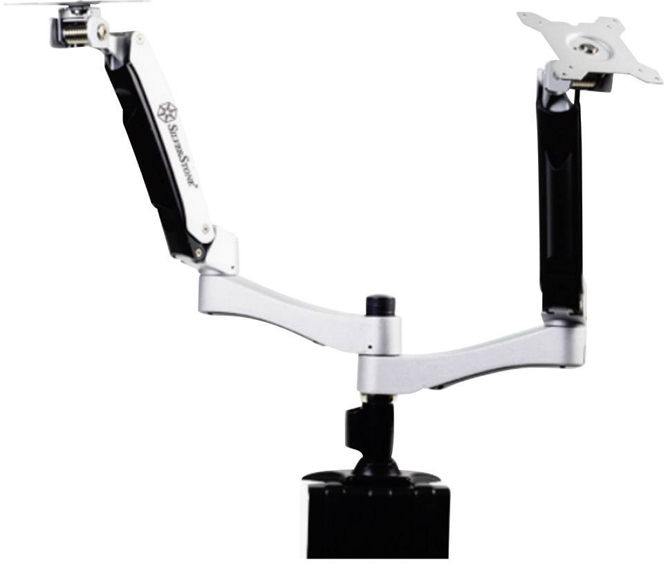 Silverstone SST-ARM22SC 2fach Monitor-Tischhalterung 25,4 cm (10") - 134,6 cm (53") Silber Neigbar+Schwenkbar, Rotierbar