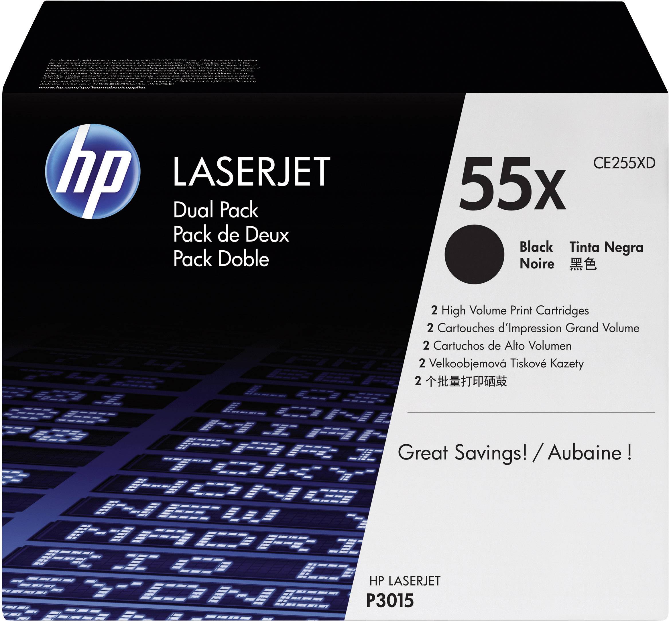 HP LaserJet Dual Pack, schwarz, 55x, Modell CE255XD. Enthält zwei Tonerkartuschen für hohe Druckvolumen.