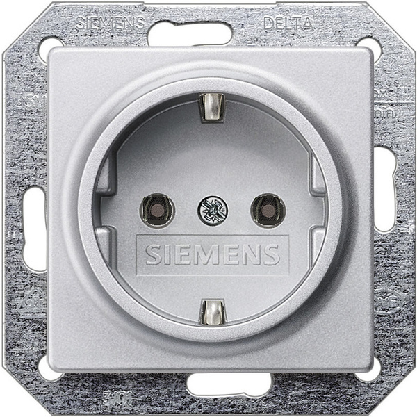 Siemens Schalterprogramm Einsatz Schutzkontakt-Steckdose Delta Aluminium (Metallic) 5UB1931