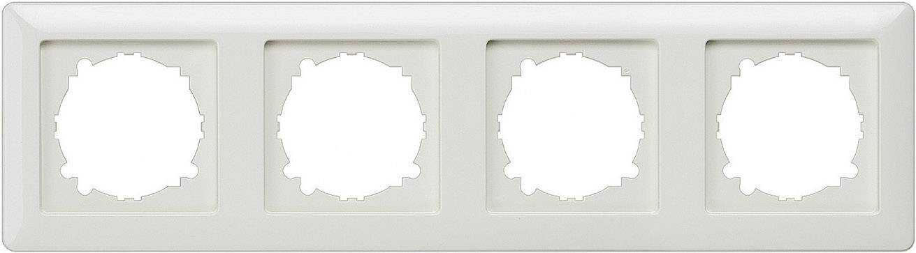 Vierfach-Rahmen für Steckdosen, weiß, geeignet zur Installation in einer Wand.