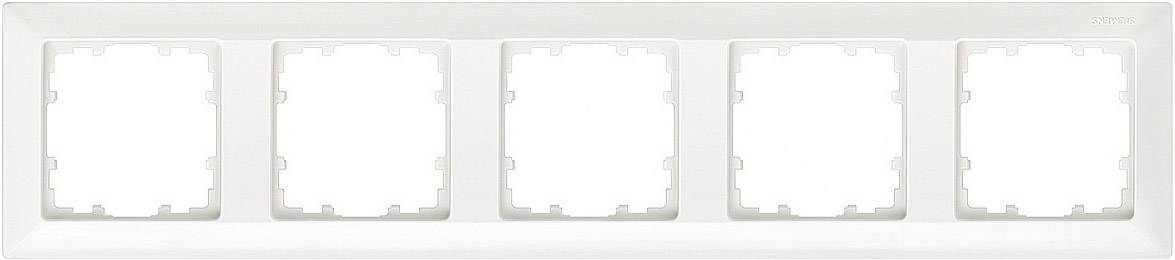 Fünffachrahmen in Weiß für Lichtschalter oder Steckdosen zur Wandmontage, ohne eingesetzte Schalter.