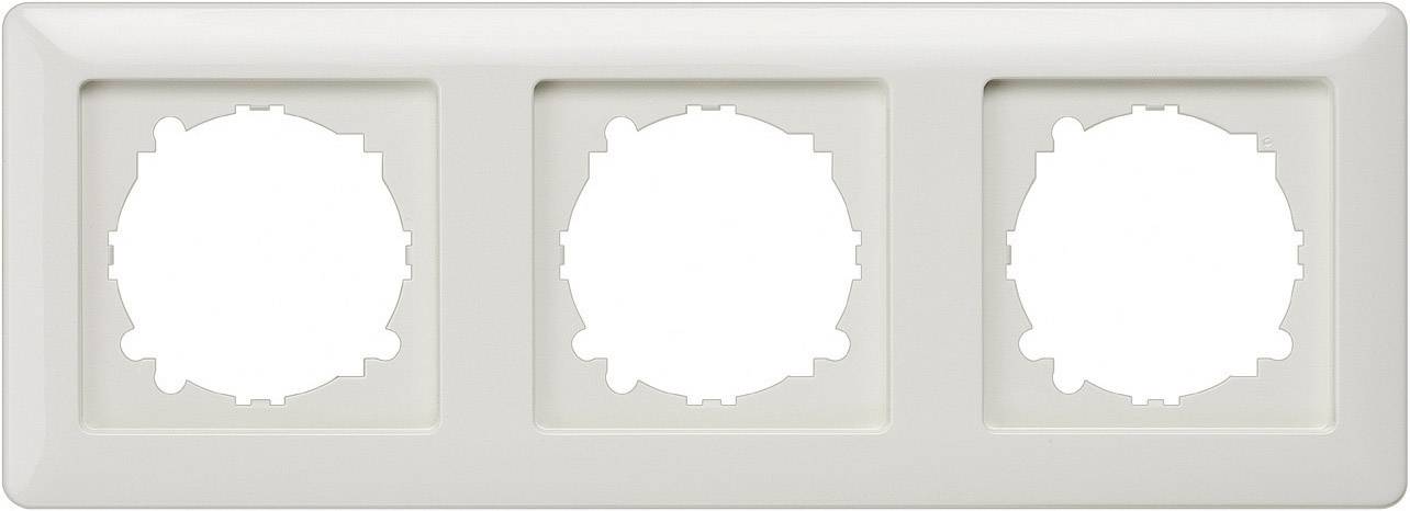 Dreifaches, weißes Rahmenpanel für Steckdosen oder Schalter, ohne Schalter oder Steckdosen eingesetzt.