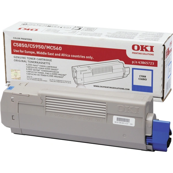 OKI Toner C5850 C5950 C6150 MC560 Original Cyan 6000 Seiten 43865723 OKI Toner C5850 C5950 C6150 MC560 Original Cyan 6000 Seiten 43865723