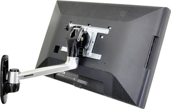 Ein Monitor ist an einem flexiblen, schwenkbaren Arm montiert, der an einer Wand befestigt ist.