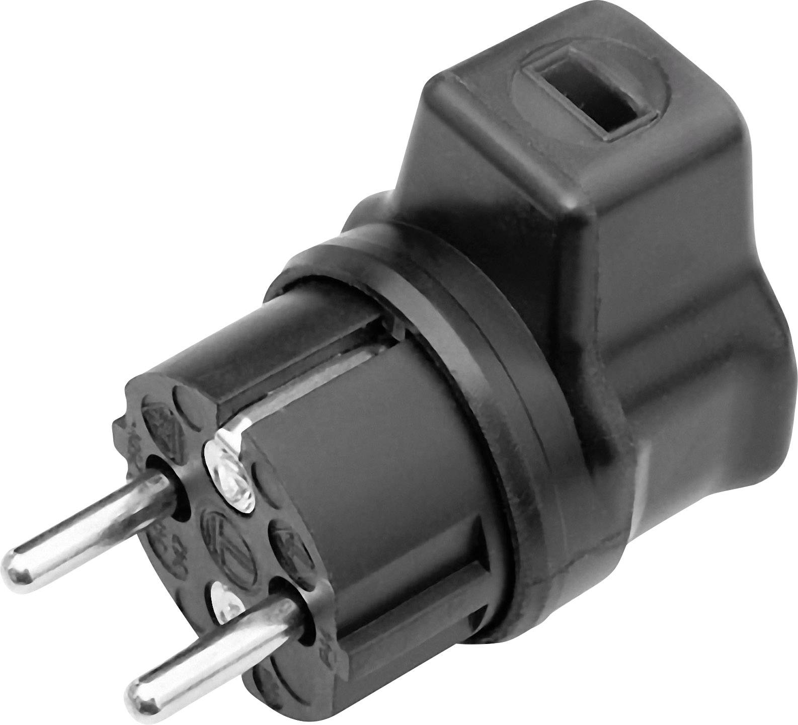 GAO 0418 Schutzkontakt-Winkelstecker Gummi für Lichterketten-Flachkabel 230 V Schwarz