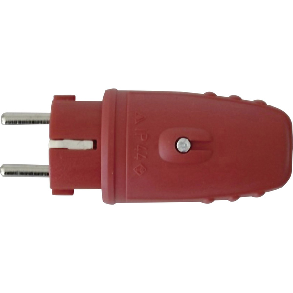 Fiche électrique mâle avec terre N & L 17187 caoutchouc 230 V rouge IP44