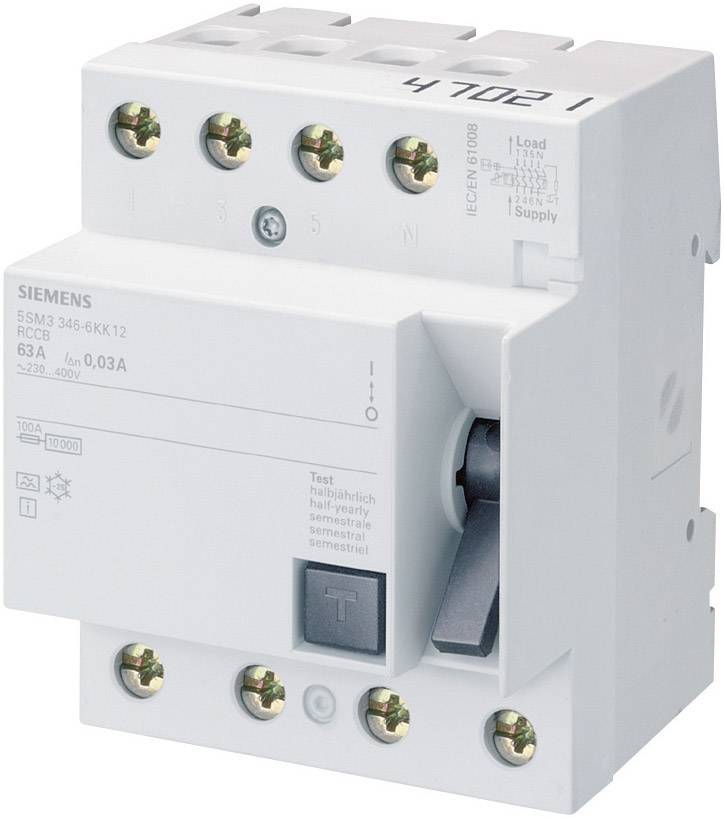 Siemens 5SM36446KK12 FI-Schutzschalter A 4polig 40 A 0.3 A 400 V