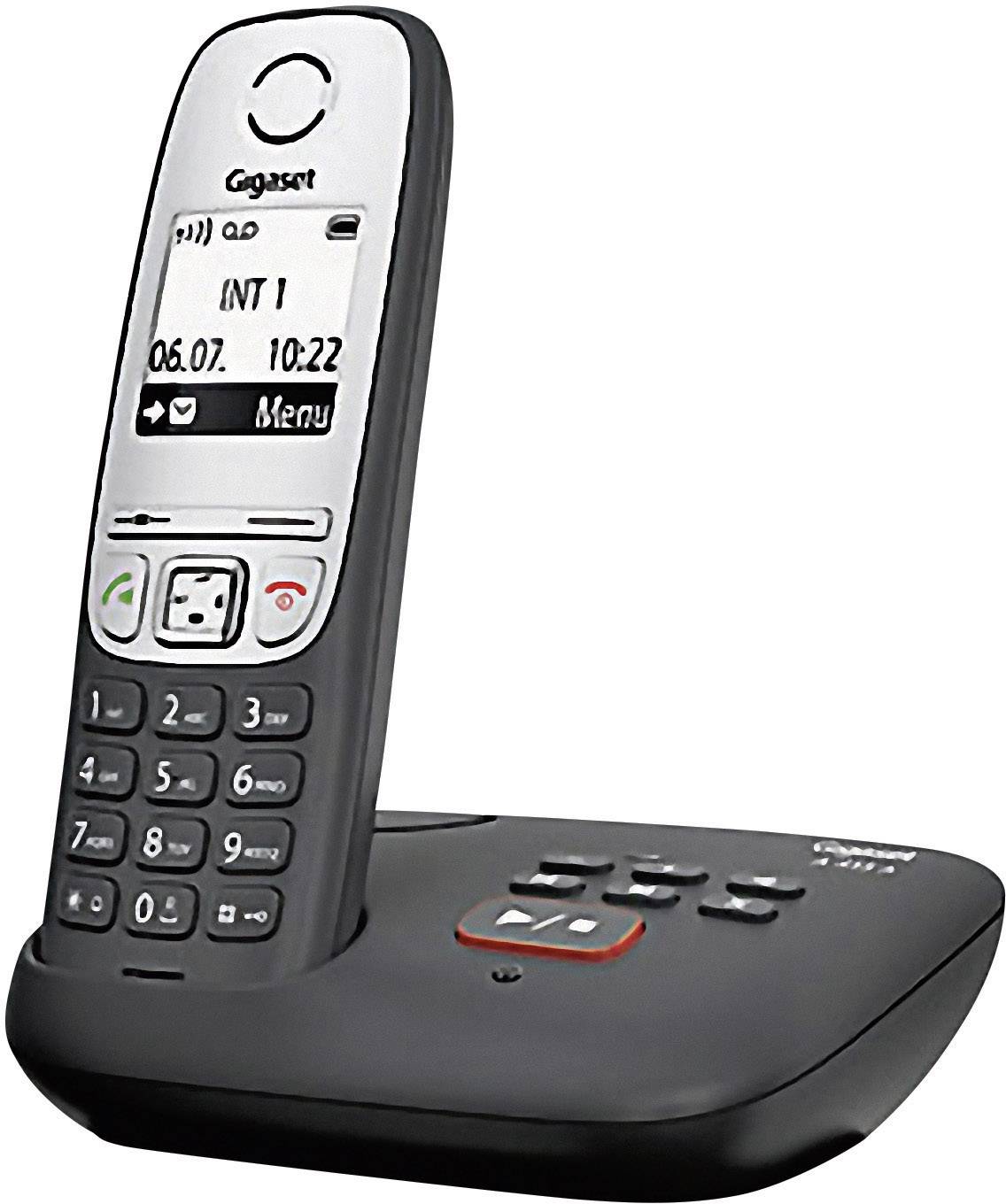 Gigaset A415A schwarz DECT, GAP Schnurloses Telefon analog Anrufbeantworter, Freisprechen Schwarz