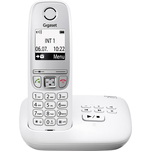 Gigaset A415A DECT, GAP Schnurloses Telefon analog Anrufbeantworter, Freisprechen Weiß