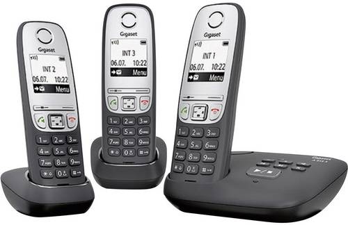 Gigaset A415A Trio DECT, GAP Schnurloses Telefon analog Anrufbeantworter, Freisprechen Schwarz