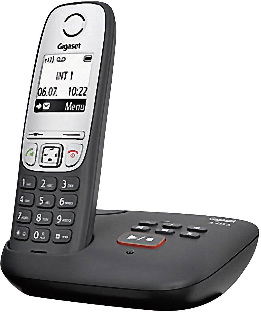 Gigaset A415A Trio DECT, GAP Schnurloses Telefon analog Anrufbeantworter, Freisprechen Schwarz