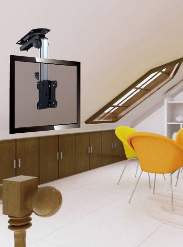 SpeaKa Professional DH-1500 TV-Deckenhalterung Mit Verriegelungsmechanismus, Höhenverstellbar 43,2cm (17") - 94,0cm (37")