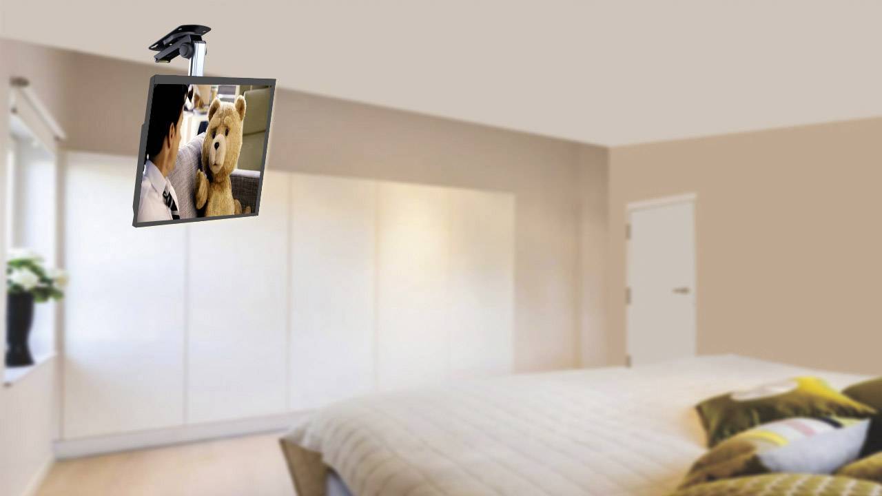 SpeaKa Professional DH-1500 TV-Deckenhalterung Mit Verriegelungsmechanismus, Höhenverstellbar 43,2cm (17") - 94,0cm (37")