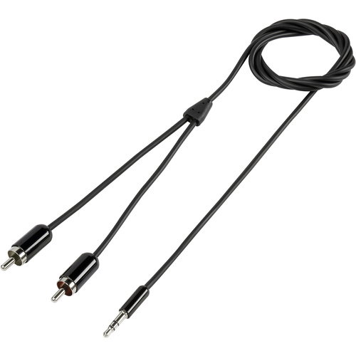 SpeaKa Professional SP-2518904 Cinch / Klinke Audio Anschlusskabel [2x Cinch-Stecker - 1x Klinkenstecker 3.5 mm] 3.00m Schwarz