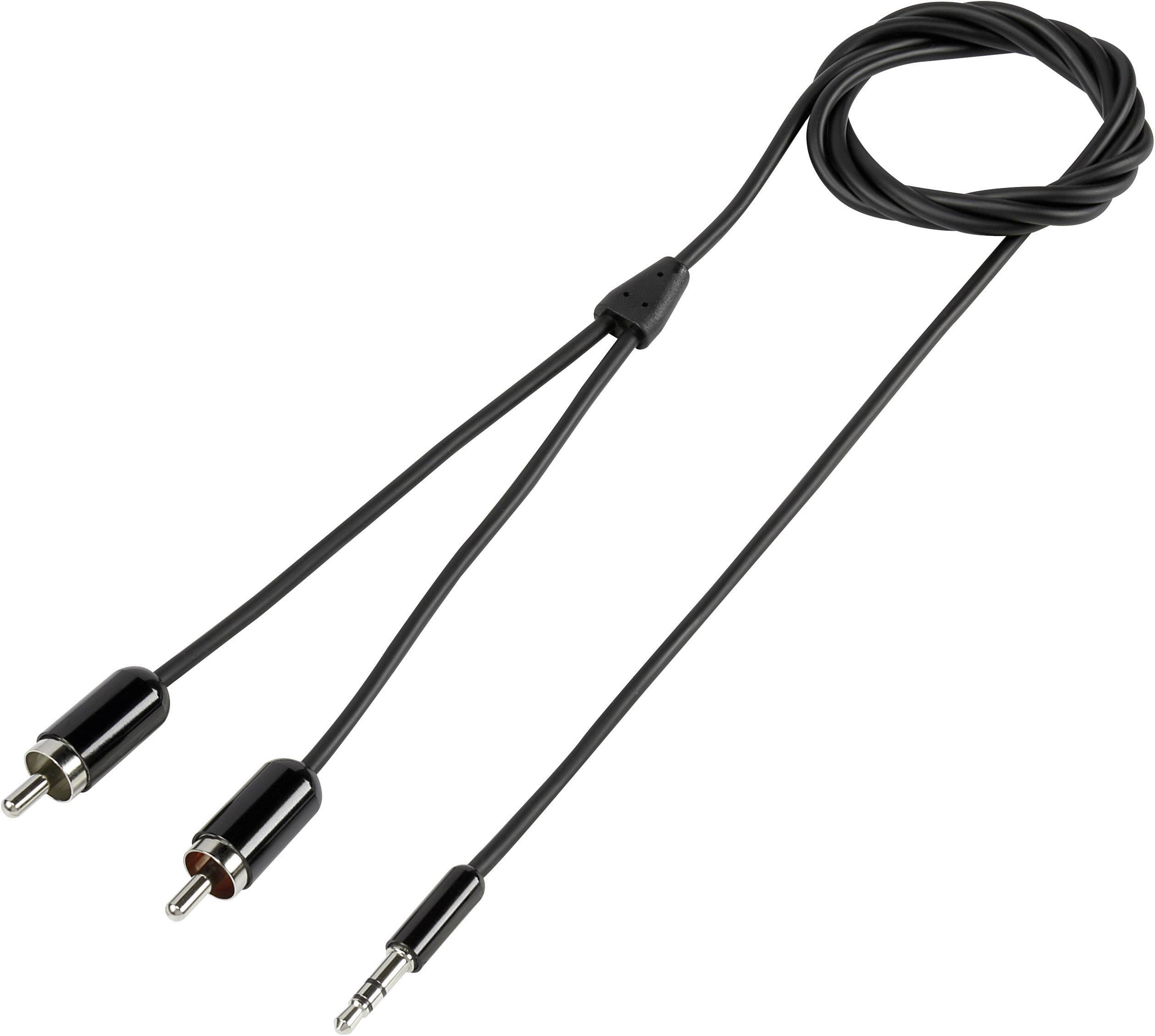 SpeaKa Professional SP-7870484 Cinch / Klinke Audio Anschlusskabel [2x Cinch-Stecker - 1x Klinkenstecker 3.5 mm] 1.50m Schwarz