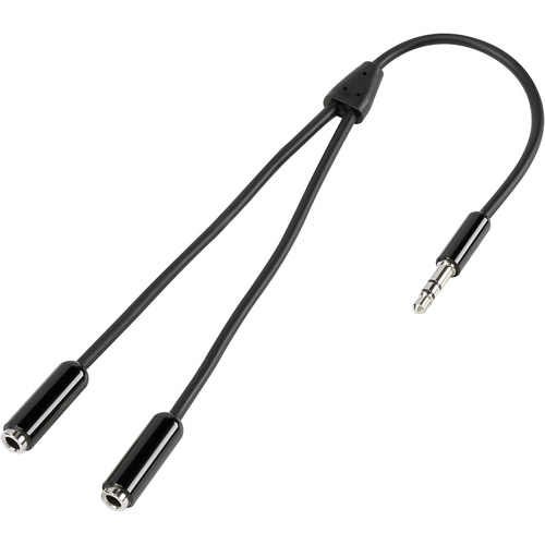 SpeaKa Professional Klinke Audio Anschlusskabel [1x Klinkenstecker 3.5mm - 2x Klinkenbuchse 3.5 mm] 20.00cm Schwarz