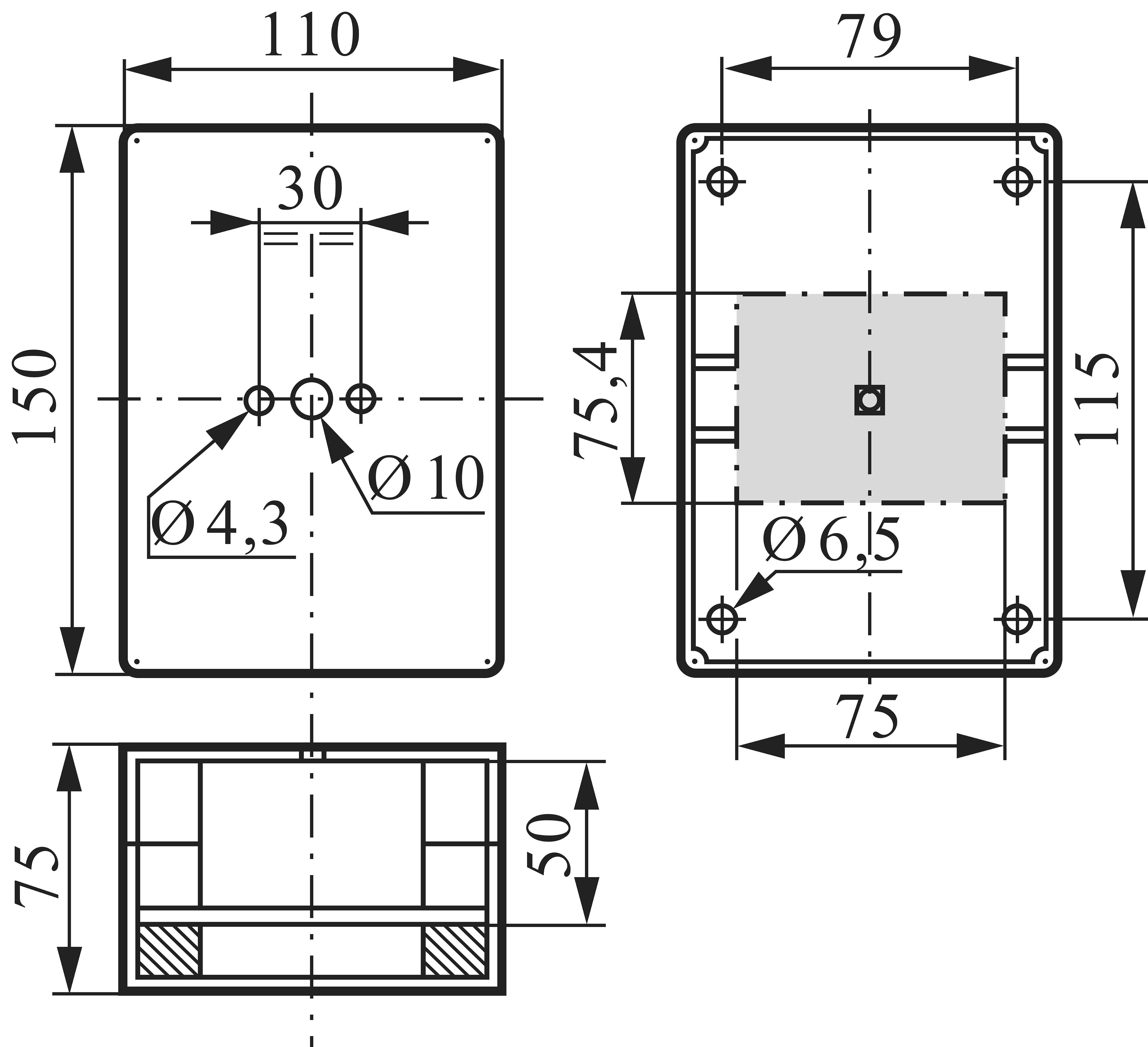 BACO BA172549 BA0172549 Leergehäuse (B x H x T) 75 x 150 x 75mm unbeschriftet Grau 1St.