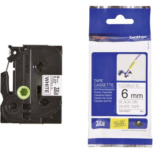 Labelling tape (flexible) Brother TZe-FX, TZ-FX TZe-FX211 Tape colour: White Font colour:Black 6 mm 8 m