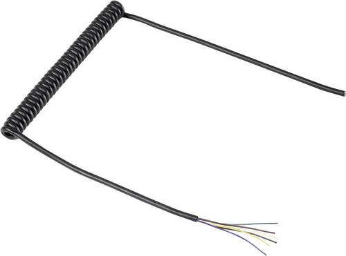 TRU Components 1571516 Spiralkabel 204 mm / 600 mm 6 x 0.12 mm² Schwarz 1 St.