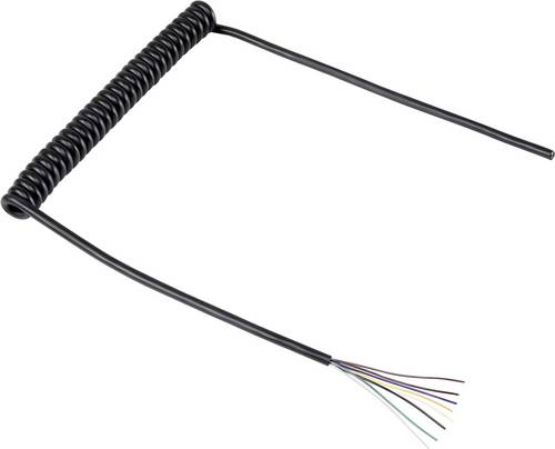 TRU Components 1570979 Spiralkabel 218 mm / 640 mm 8 x 0.12 mm² Schwarz 1 St.