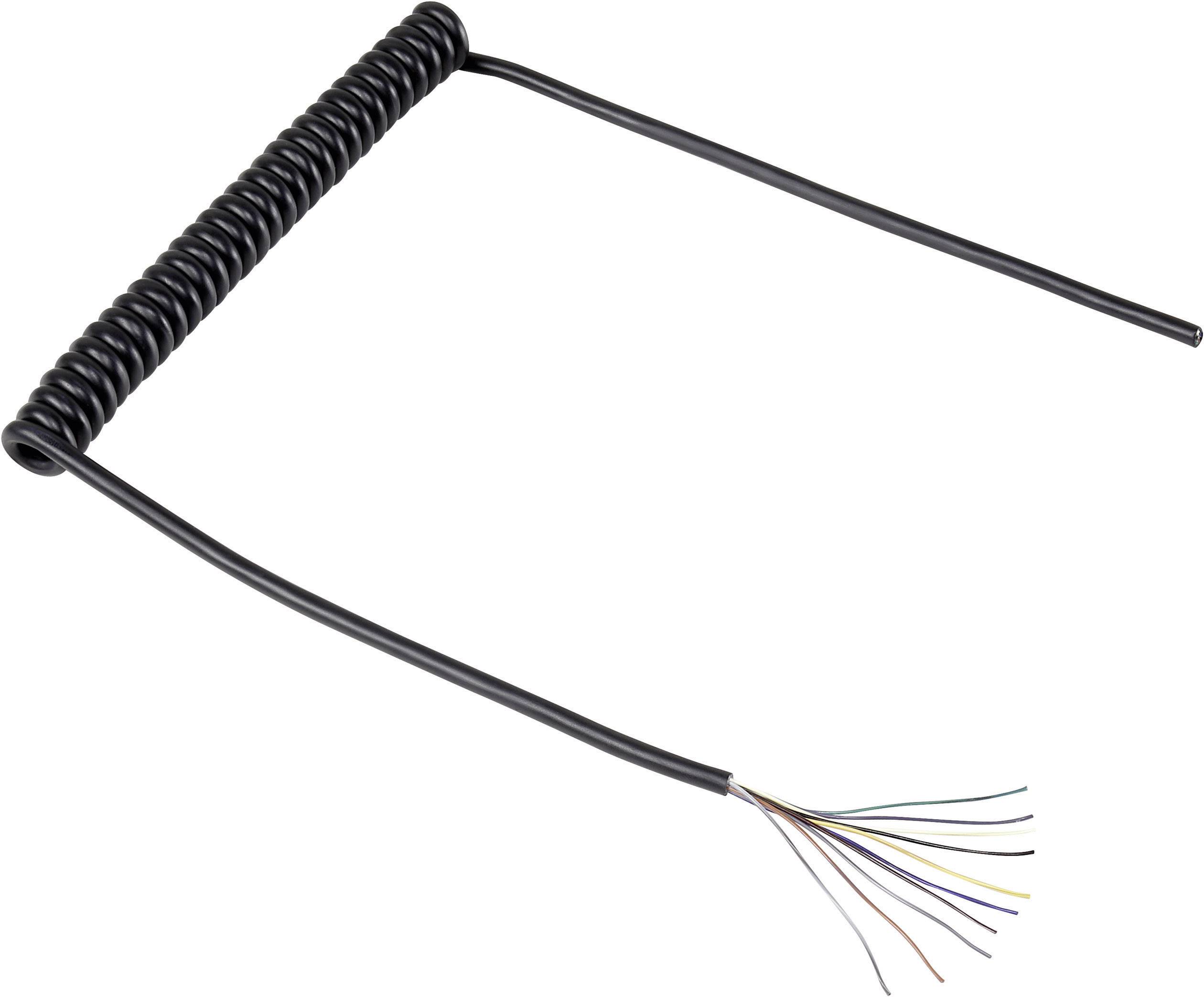 TRU Components 1571517 Spiralkabel 300mm / 900mm 10 x 0.12mm² Schwarz 1St.