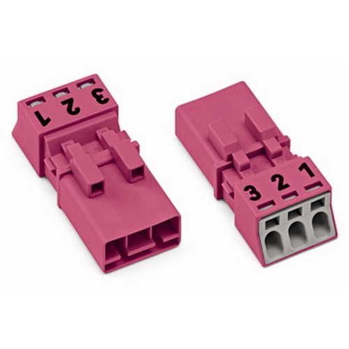 WAGO 890-293 Netz-Steckverbinder WINSTA MINI Stecker, gerade Gesamtpolzahl: 3 16A Pink 50St.
