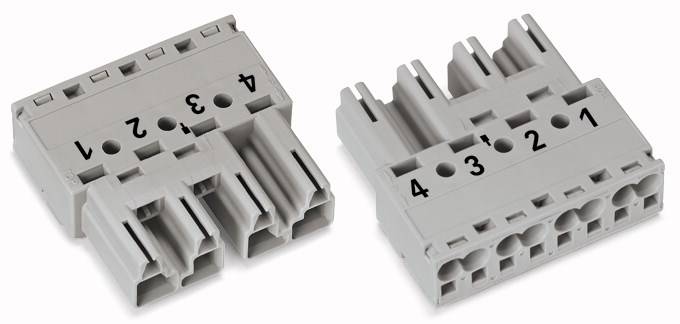 WAGO 770-254 Netz-Steckverbinder WINSTA MIDI Stecker, gerade Gesamtpolzahl: 4 25A Grau 50St.