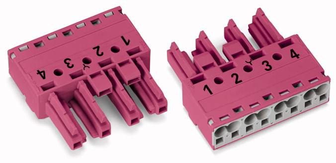 WAGO 770-284 Netz-Steckverbinder WINSTA MIDI Buchse, gerade Gesamtpolzahl: 4 25A Pink 50St.