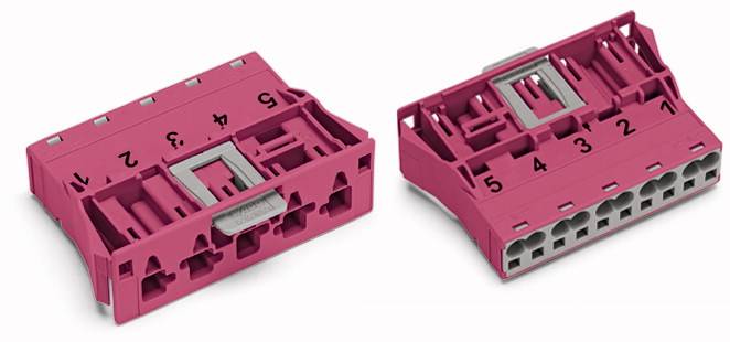 WAGO 770-795 Netz-Steckverbinder WINSTA MIDI Stecker, gerade Gesamtpolzahl: 5 25A Pink 100St.
