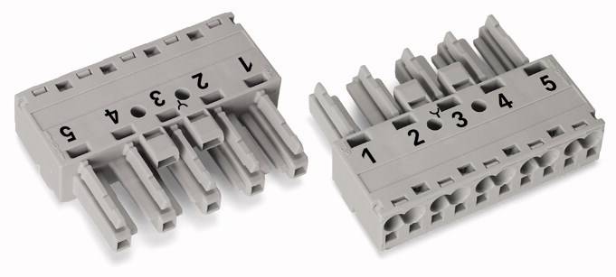 WAGO 770-245 Netz-Steckverbinder WINSTA MIDI Buchse, gerade Gesamtpolzahl: 5 25A Grau 50St.
