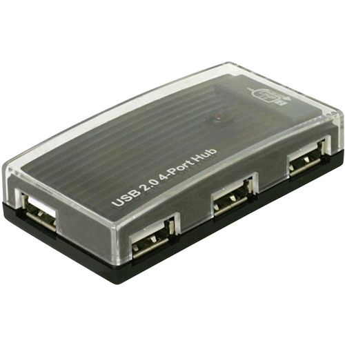 Hub USB 2.0 Delock 4 ports avec adaptateur d'alimentation noir