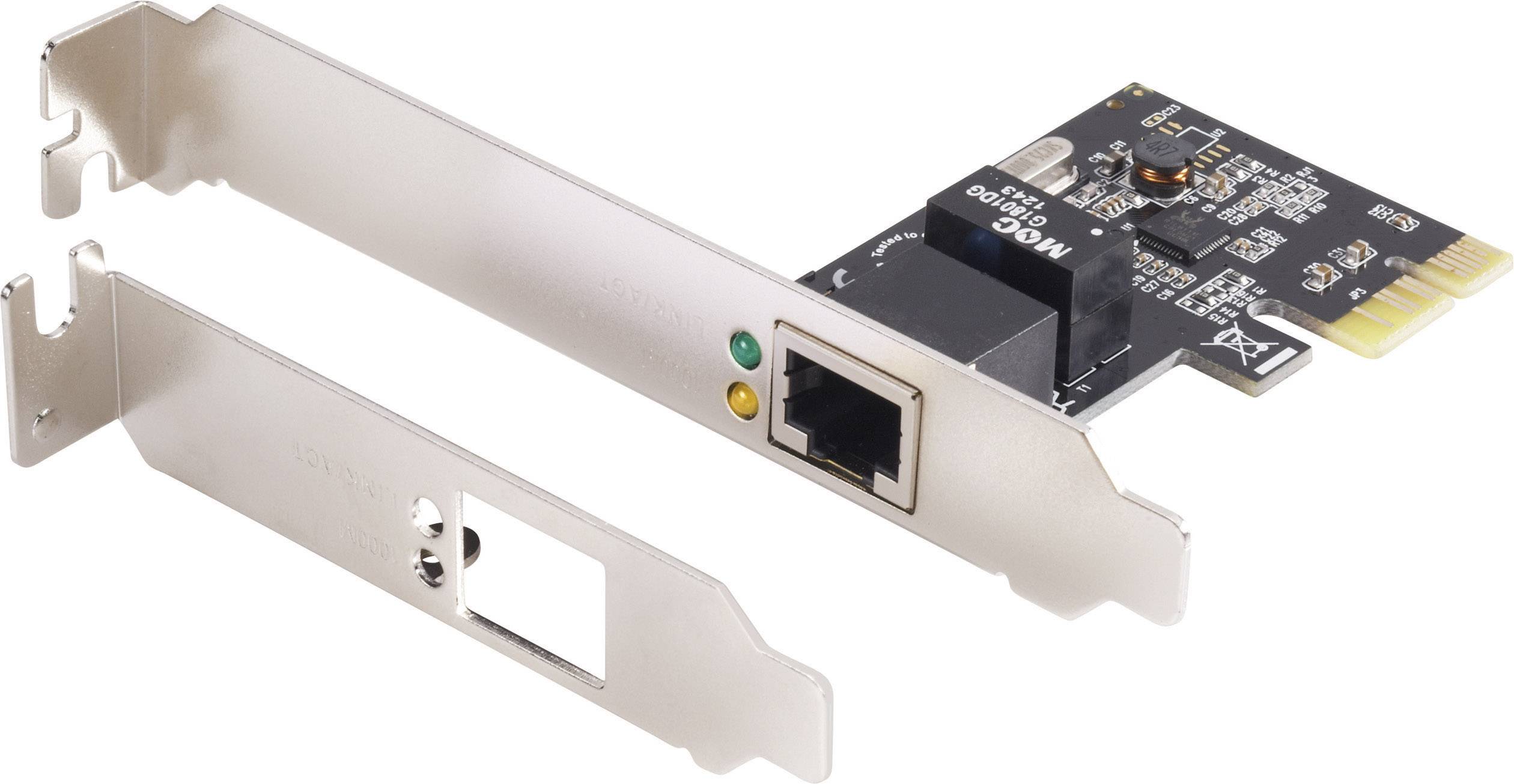 Netzwerkkarte mit Ethernet-Anschluss und zwei LEDs. Sie ist zur Erweiterung von Computerverbindungen gedacht.