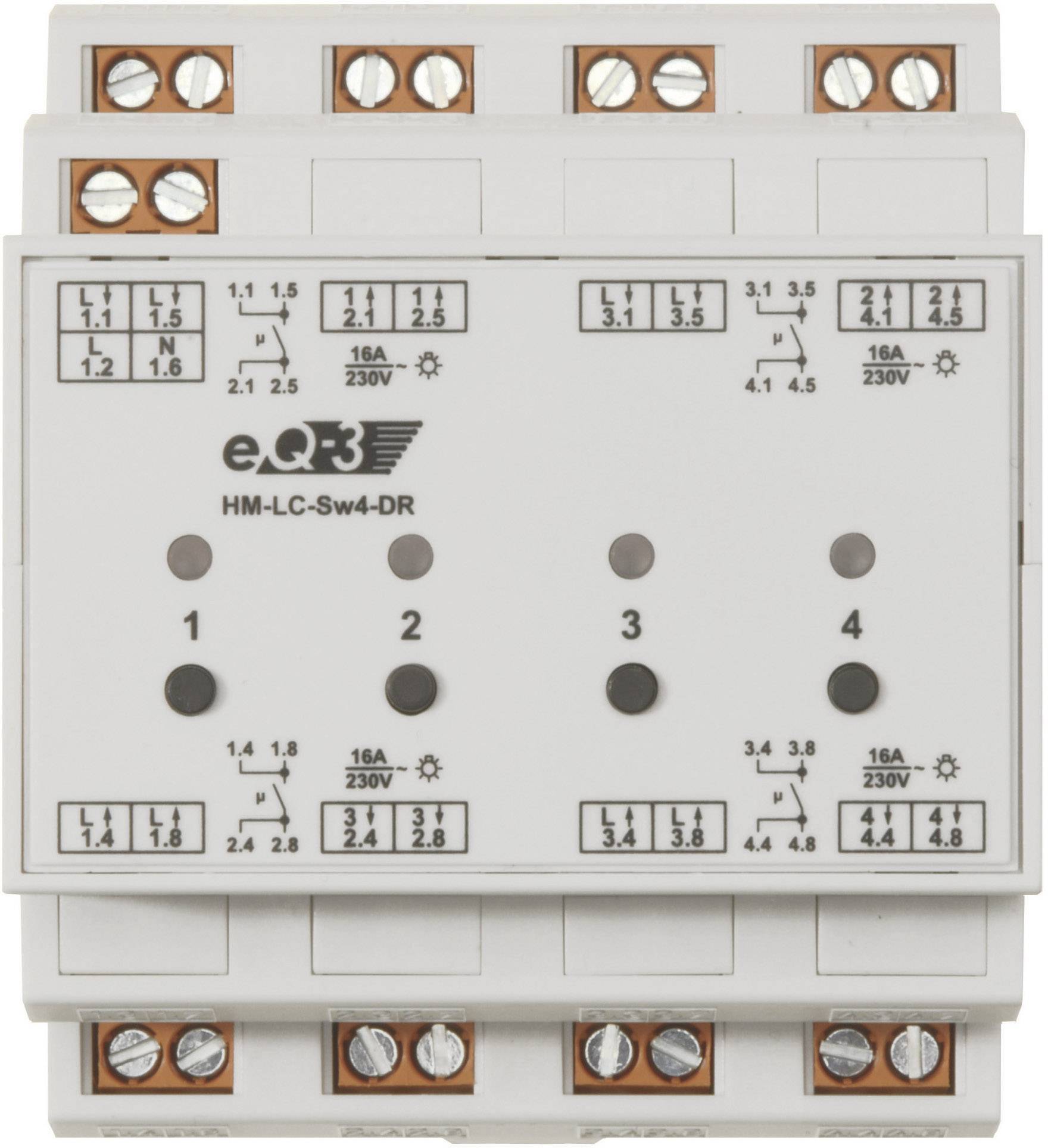 HomeMatic 132763A0 HM-LC-Sw4-DR2 Funk Schalter 4-Kanal Hutschiene 3680W