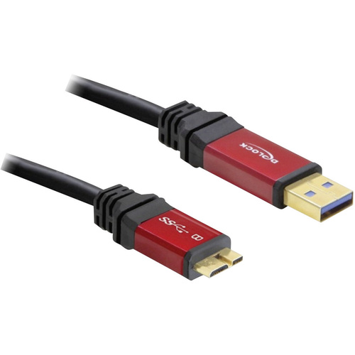 Delock USB-Kabel USB 3.2 Gen1 (USB 3.0 / USB 3.1 Gen1) USB-A Stecker, USB-Micro-B 3.0 Stecker 1.00m Rot, Schwarz vergoldete